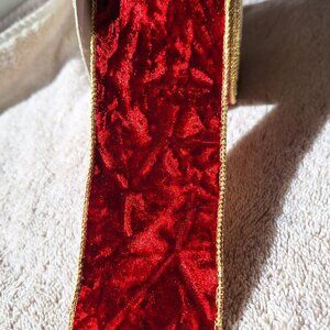 Christmas ribbon wired red and gold satin velvet NEW